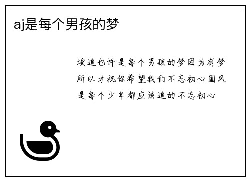 aj是每个男孩的梦