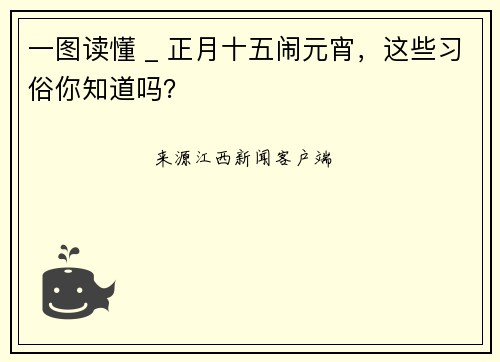 一图读懂 _ 正月十五闹元宵，这些习俗你知道吗？
