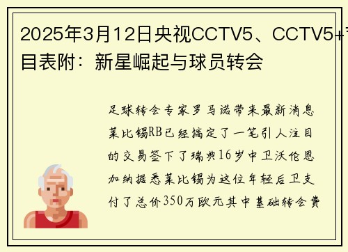 2025年3月12日央视CCTV5、CCTV5+节目表附：新星崛起与球员转会